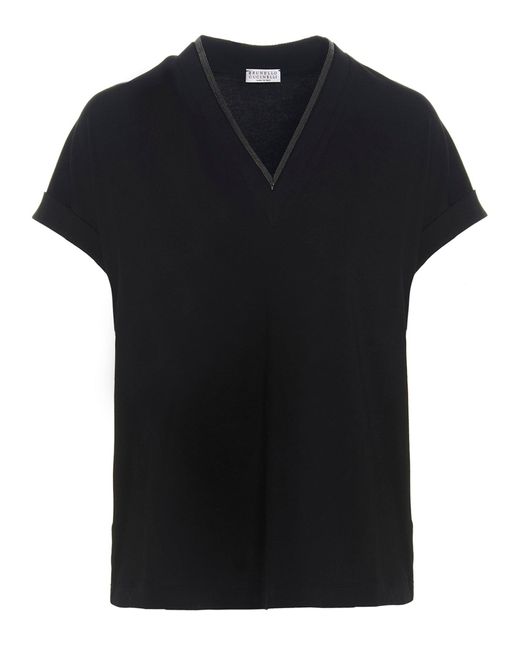 T Shirt Nero di Brunello Cucinelli in Black