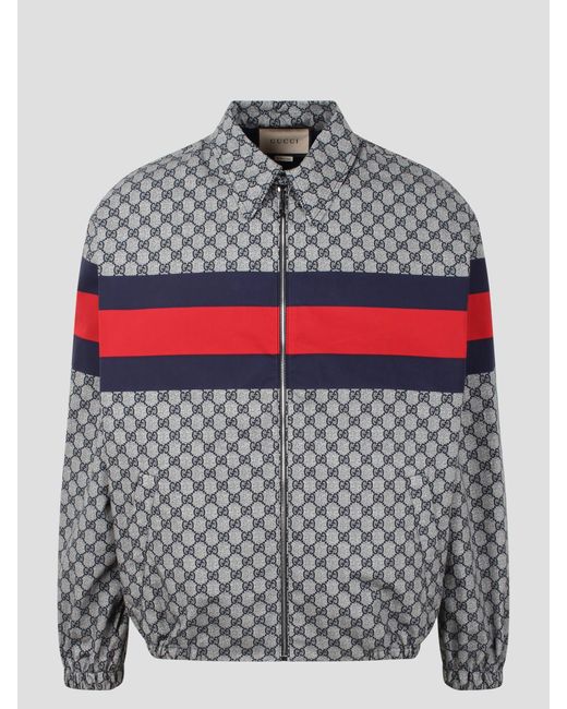 Gucci Gray Gg Print Cotton Jacket for men