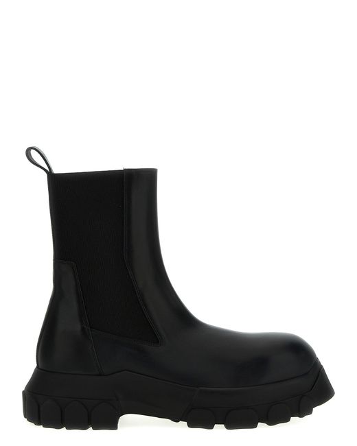 Rick Owens Black Beatle Bozo Tractor Boots, Ankle Boots for men