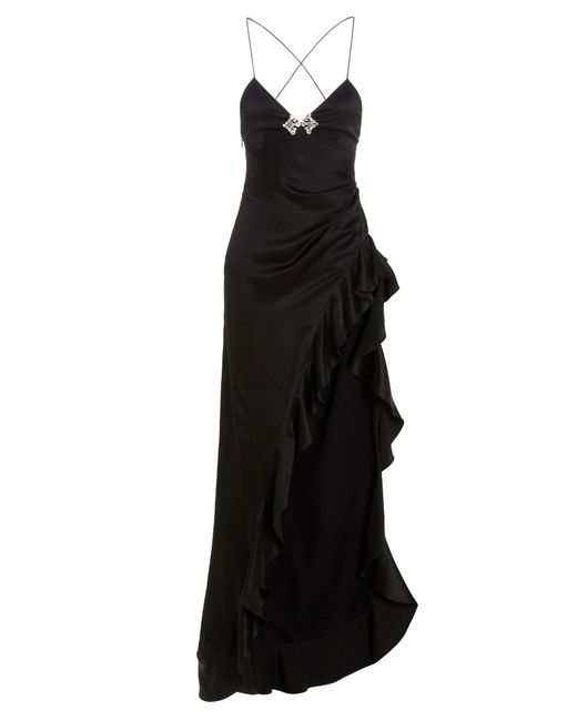 Alessandra Rich Black Crystal Silk Dress