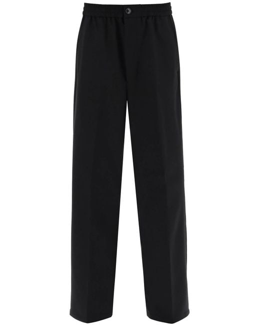 AMI Black Loose Pants With Straight Cut for men