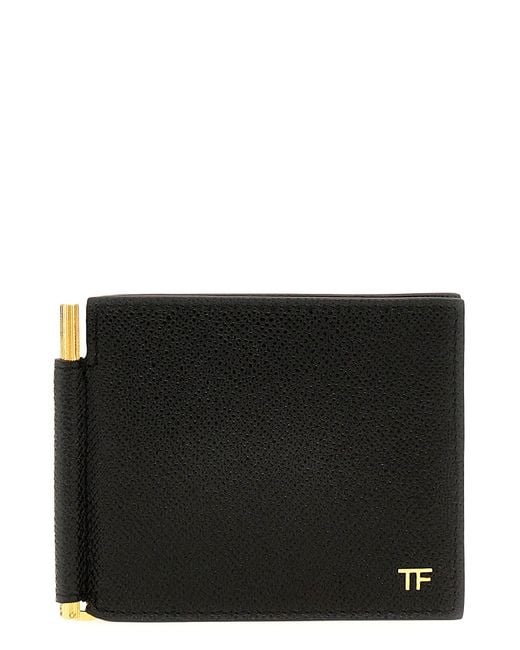 Tom Ford Logo Leather Cardholder Wallets, Card Holders in Black for Men