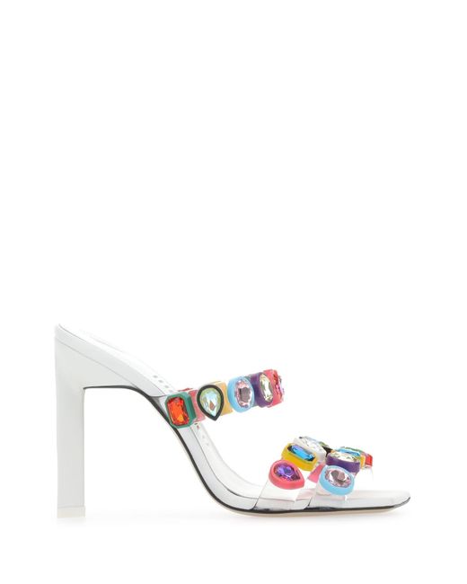 The Attico White Embellished Pvc Nanci Mules