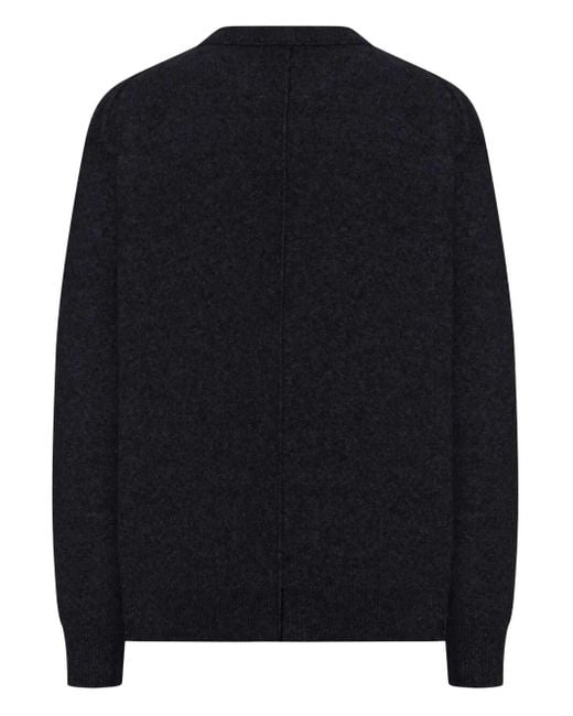 Roberto Collina Blue Contrasting Stitching Crewneck Wool Sweater for men