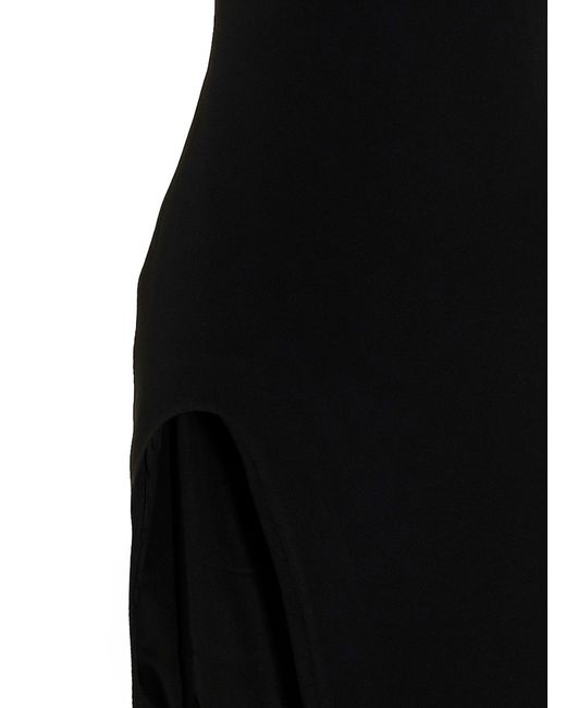 David Koma Black Slit-detail Column Gown