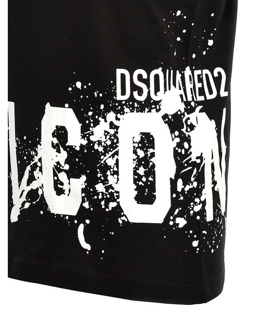 DSquared² Black Icon Splash T-shirt for men