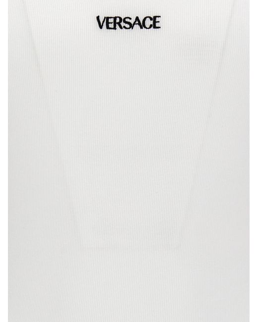 Versace White Logo Embroidery Tank Top for men