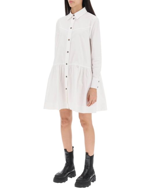 Ganni White Organic Cotton Mini Shirt Dress