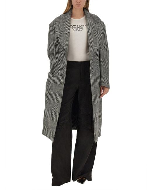 Tom Ford Gray Wool Patchwork Coat