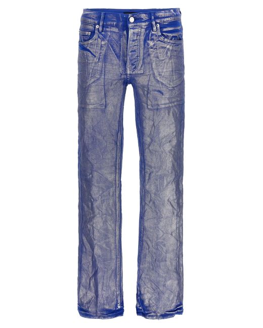 Purple Blue Silver Foil Flare Jeans for men