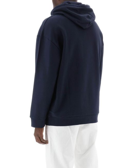 A.P.C. Blue Milo Hoodie With Flocked Logo Print for men