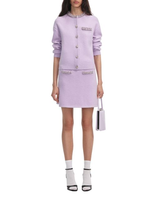 Self-Portrait Purple Lilac Crystal Trim Knit Skirt