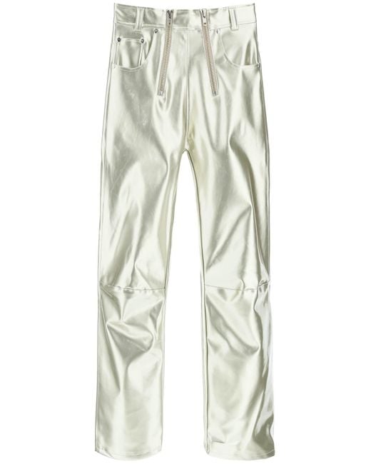 GmbH White Double Zip Vinyl Pants for men