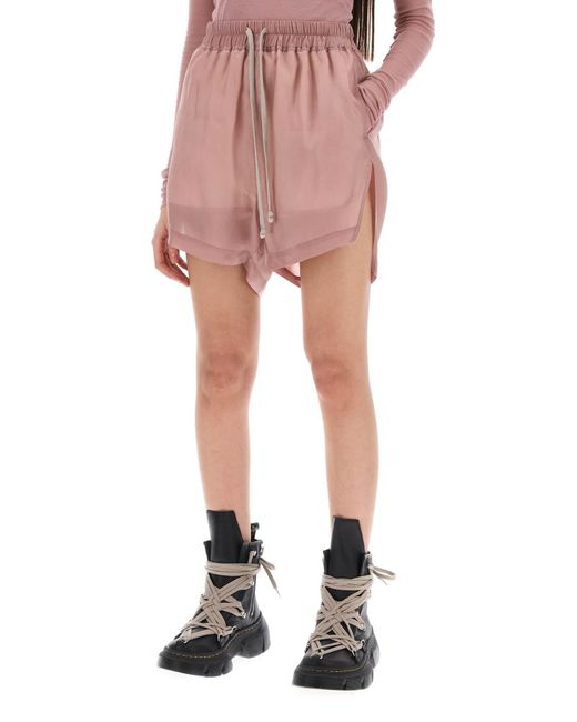 Rick Owens Pink Sporty Shorts In Cupro