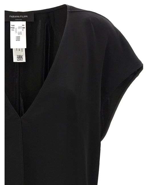 Satin Blouse Camicie Nero di Fabiana Filippi in Black