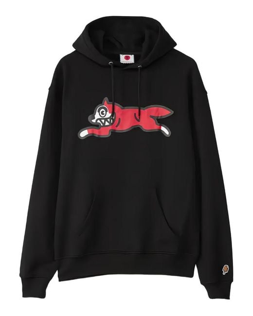 ICECREAM Black Running Dog Cotton Hoodie for men