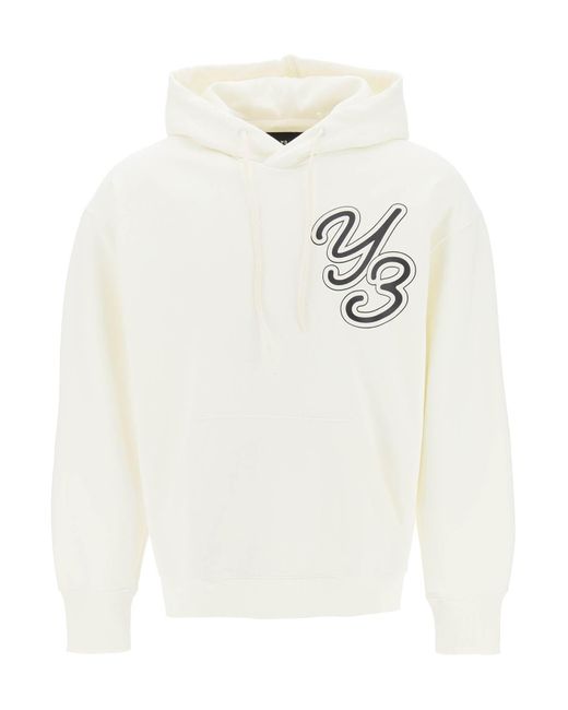 Y-3 White Y 3 Hoodie With Logo Print for men