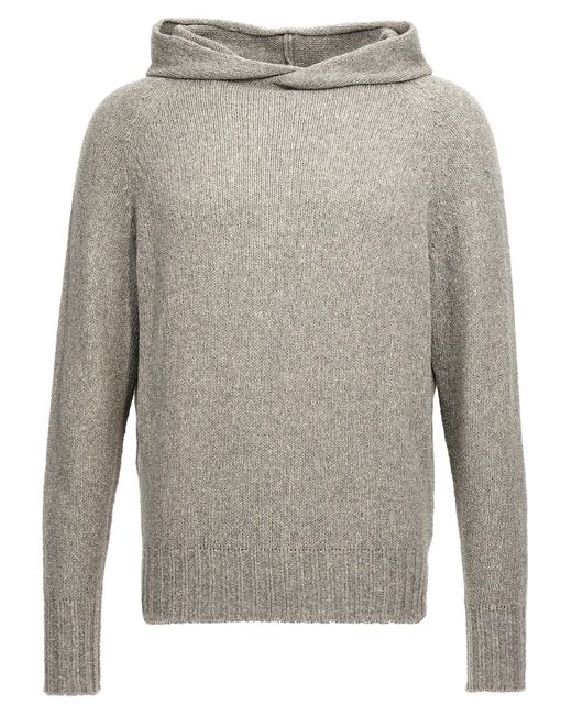 Ma'ry'ya Gray Hooded Sweater Sweater, Cardigans for men