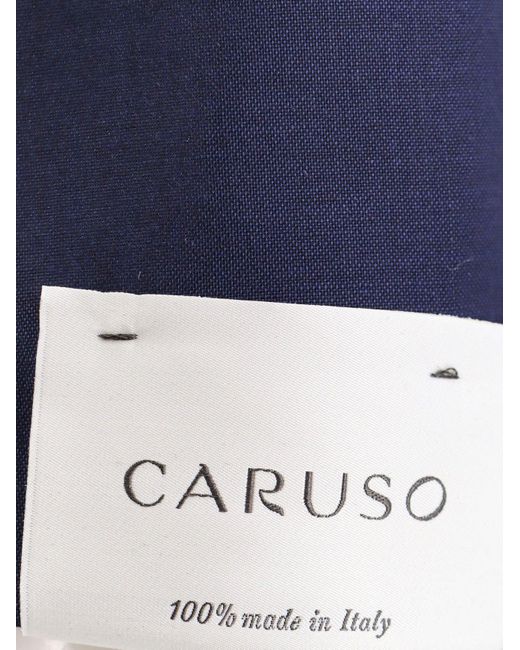 Caruso Blue Wool Suit With Classic Lapel for men