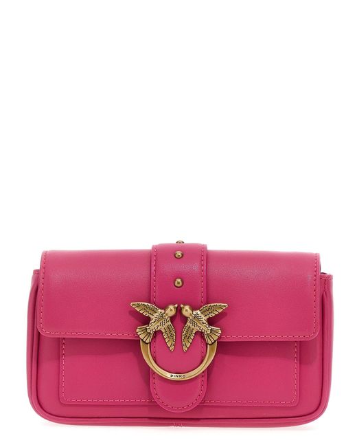 Pinko Pink Love One Pocket Leather Crossbody Bag