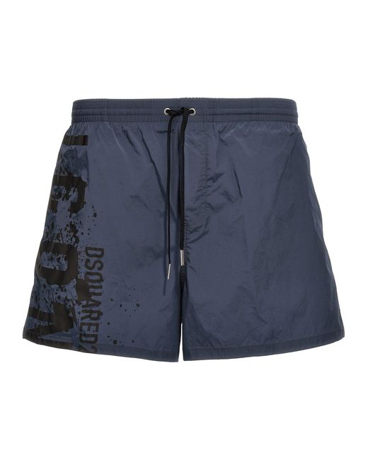 DSquared² Blue Midi Boxer Shorts Beachwear for men