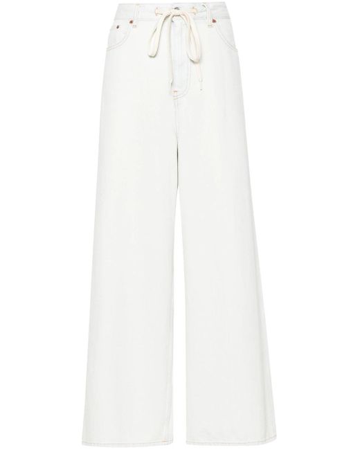 Jeans a gamba ampia con coulisse di MM6 by Maison Martin Margiela in White