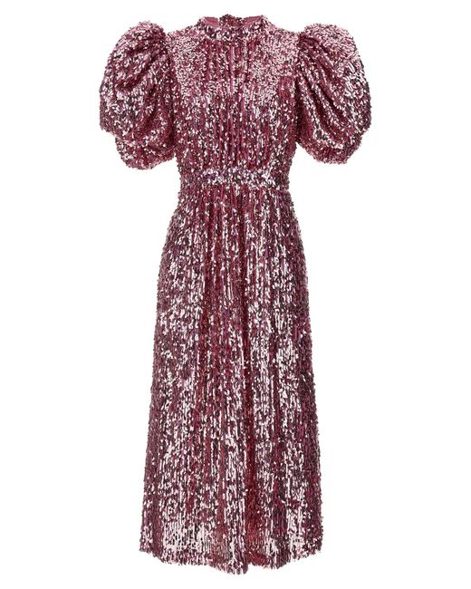 ROTATE BIRGER CHRISTENSEN Pink Sequin-embellished Midi Dress - Women's - Polyester/recycled Polyester/elastane