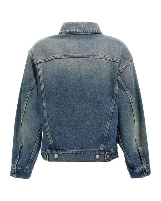 MM6 by Maison Margiela Blue Cut-Out Denim Jacket Puffer Jackets