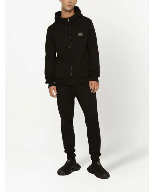 Felpa Con Cappuccio Dg Essentials-Uomo di Dolce & Gabbana in Black da Uomo
