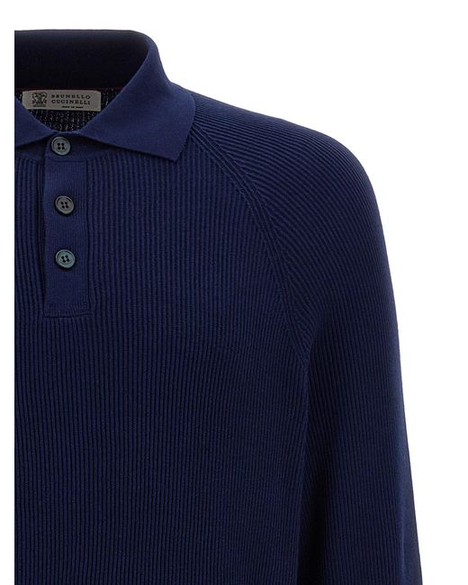 Brunello Cucinelli Blue Polo Sweater Sweater, Cardigans for men