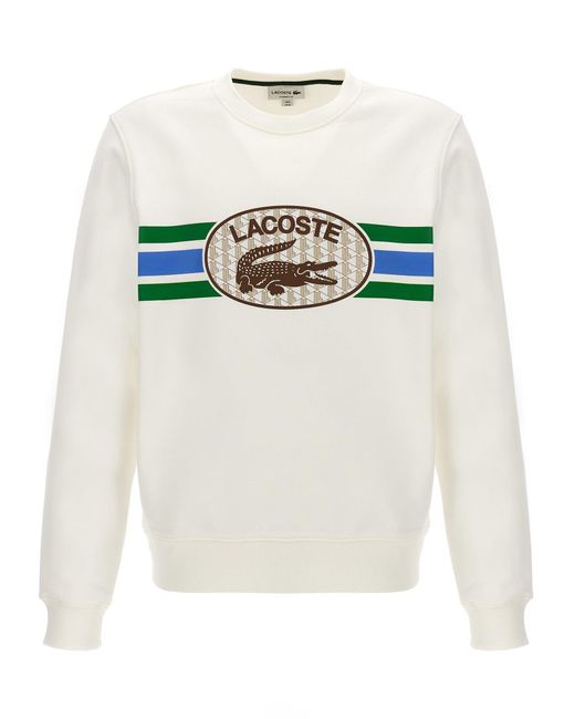 Lacoste White Logo Print Sweatshirt for men