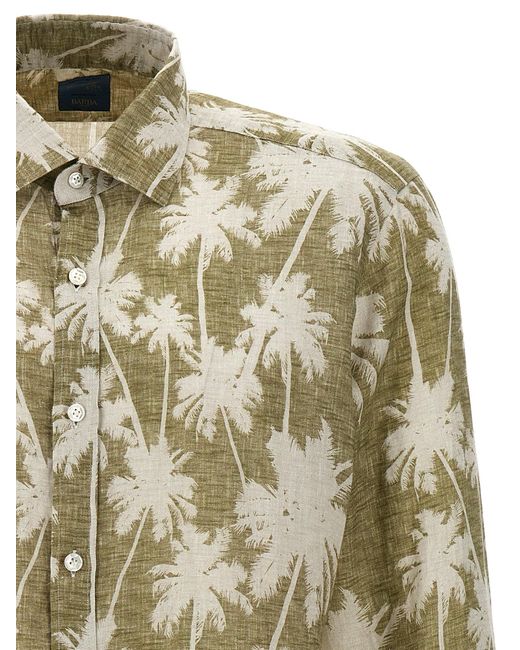 Barba Napoli Green Printed Palm Shirt Shirt, Blouse for men