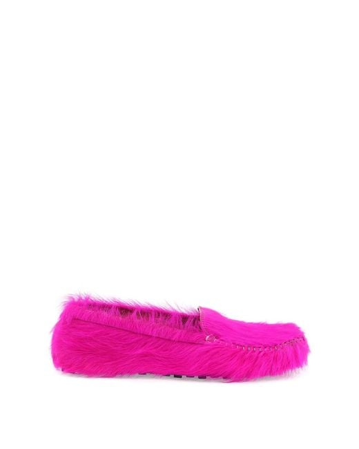 Marni Pink Long-Haired Leather Moccasins In for men