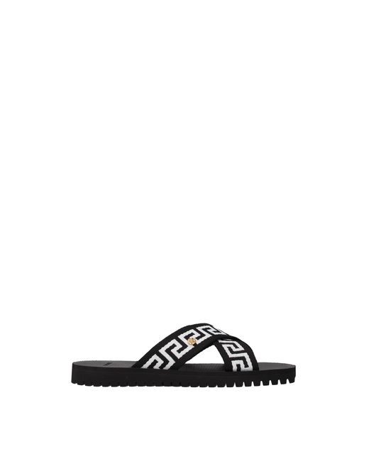 Versace Slippers And Clogs Fabric Black White for men