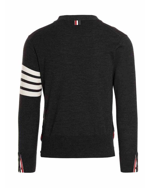 Thom Browne Black Merino Wool Cardigan for men
