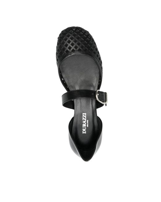 DURAZZI MILANO Black Leather Ballet Flats