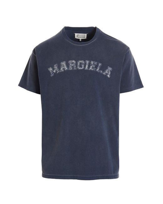 Maison Margiela Logo Print T-shirt Blue for men