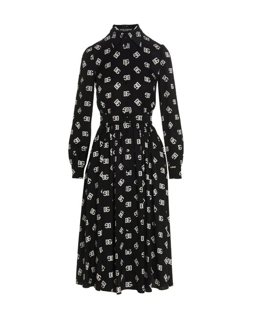 Dolce & Gabbana Black Logo Print Dress