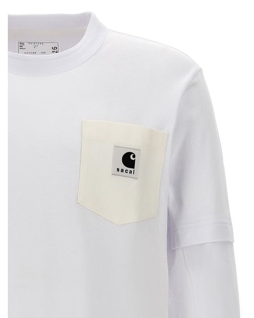 X Carhartt Wip T Shirt Bianco di Sacai in White da Uomo