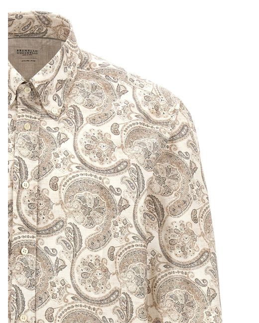 Patterned Shirt Camicie Multicolor di Brunello Cucinelli in White da Uomo