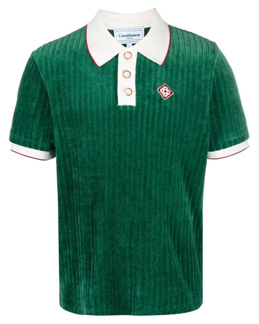 Casablancabrand Green Ribbed Polo Shirt for men