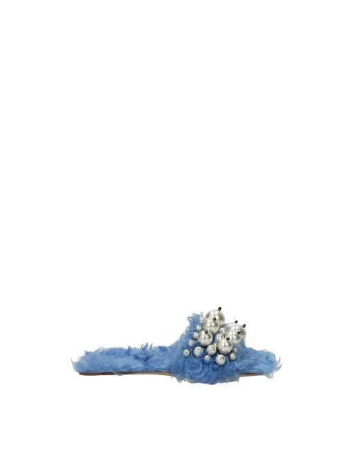Miu Miu Blue Slippers And Clogs Eco Fur Heavenly