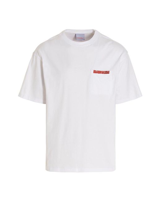 Bluemarble White T-shirt 'mauve Pocket' for men