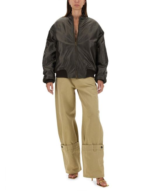 Salvatore Santoro Gray Leather Bomber Jacket
