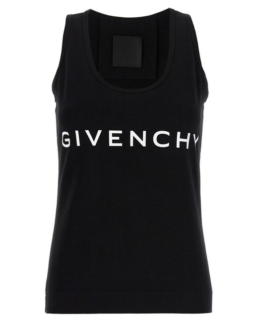 Givenchy Black Logo Print Tank Top Tops