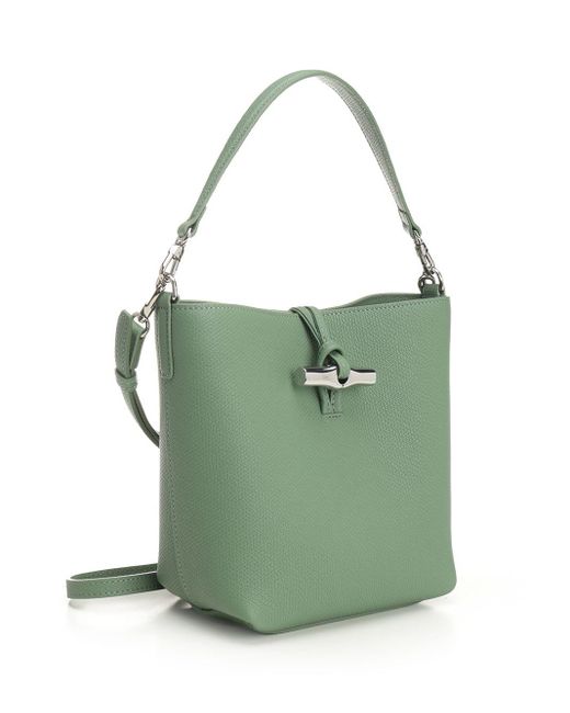 Longchamp Green Le Roseau Leather Xs Bucket Bag Handbags