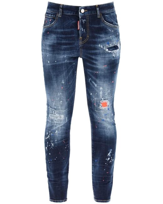 DSquared² Blue Dark Neon Splash Wash 642 Jeans