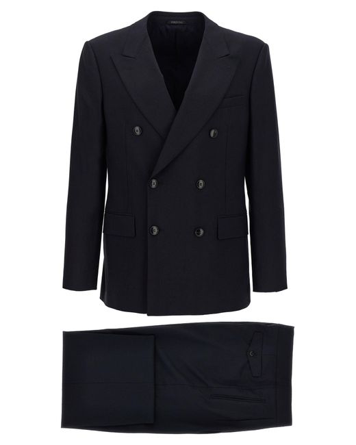 Giorgio Armani Double Breasted Wool Dress Completi in Blue for Men Lyst