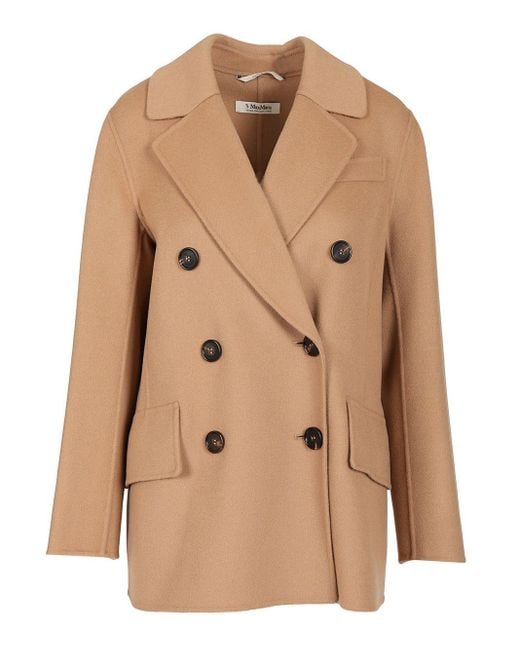 Max Mara Natural Double-Breasted Wool Jacket Jackets