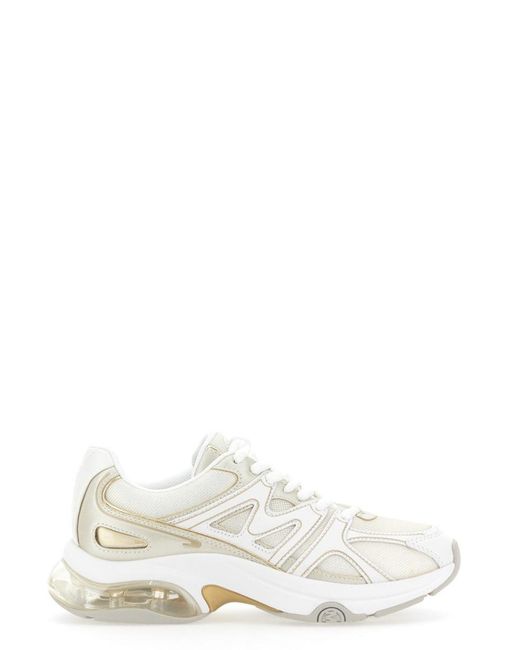 MICHAEL Michael Kors White Kit Extreme Metallic Leather And Mesh Trainer